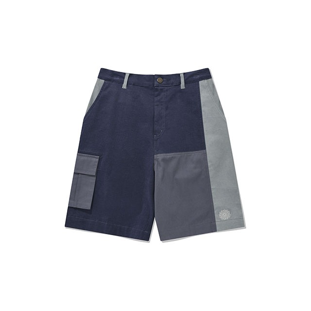 Patchwork Cargo Shorts/Blue